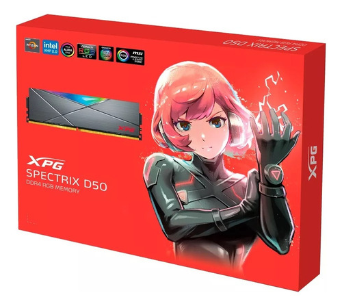 Kit Memória Ram 2x16gb Ddr4 3200mhz Rgb Adata Xpg D50 Cinza