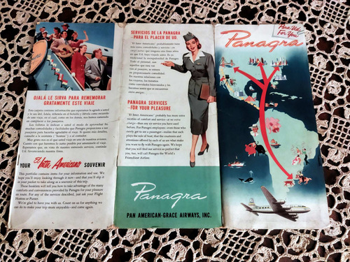 Antigua Carpeta Aerolineas Panamerican Grace Airways Vintage