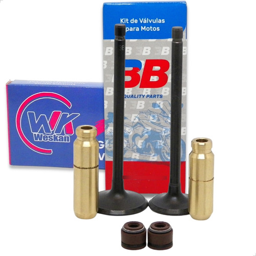 Kit Valvulas 3b + Guías Bronce Weskan Yamaha Fz 16 + Retenes