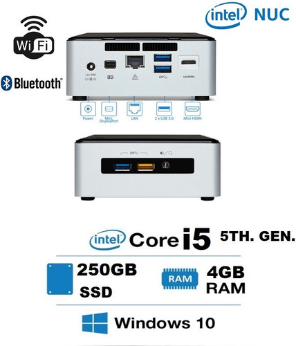Imagen 1 de 6 de Mini Pc Cpu Computador Nuc Intel Core I5 4gb Ram 250gb Ssd