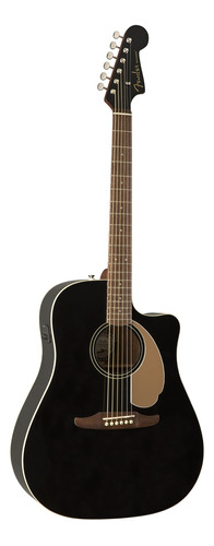 Guitarra Electroacústica Fender California Redondo Player para diestros jetty black mate