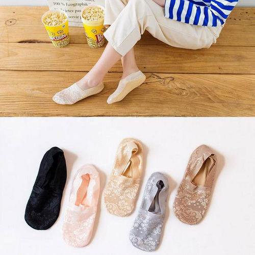 Calcetines Mujer Calcetín Suave De Encaje Transparente Elást