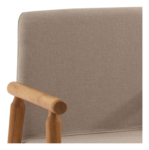 Cadeira Decorativa Base Madeira F56 Linho Bege Dmobiliario Estrutura Da Cadeira Castanho