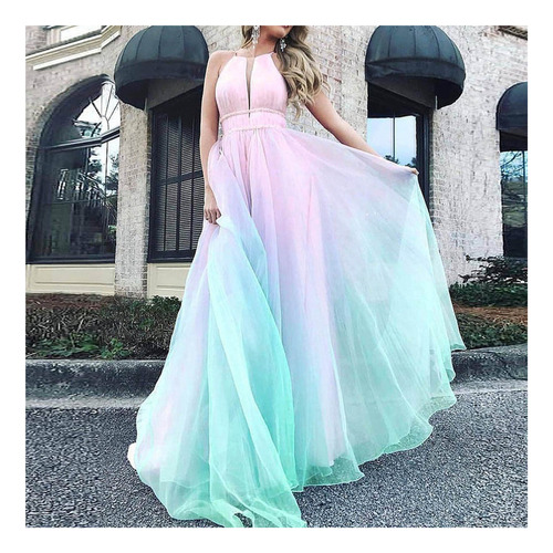 A Vestidos Mujer Moda Degradado Malla Playa Boho Colgante N