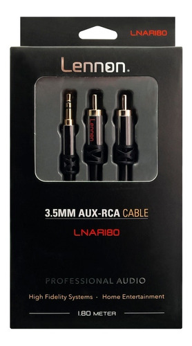 Imagen 3 de 3 de Cable Auxiliar Metálico Lennon Ln-ar180 3.5mm A 2 Rca 1.8 Se