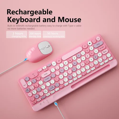 Teclado Y Mouse Bluetooth Inalambrico, Multidispositivo Reca