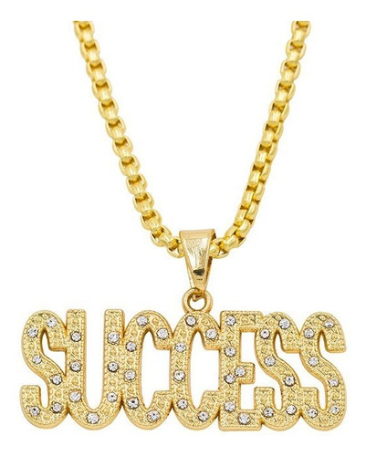 Collar Success Éxito Dorado Micro Cristales Hip Hop Unisex