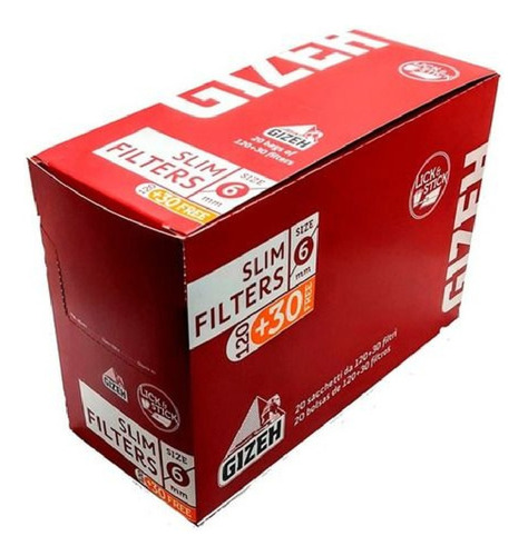 Filtros Gizeh Slim 6mm / Extra Slim 6,3mm Caja X20 Unidades