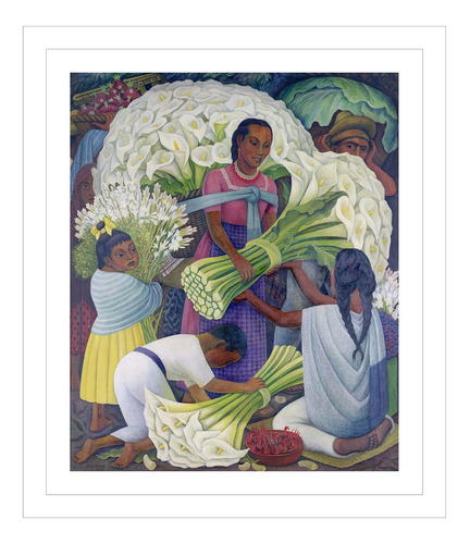 Cuadro Vendedora De Flores Diego Rivera 91x106 Cm Marco Vidr