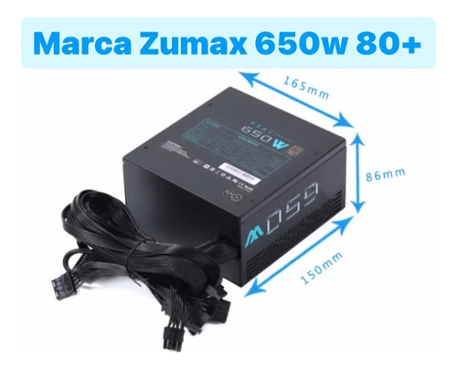 Fuente De Poder Azza 650w Certificada Bronze 80+gaming Zumax