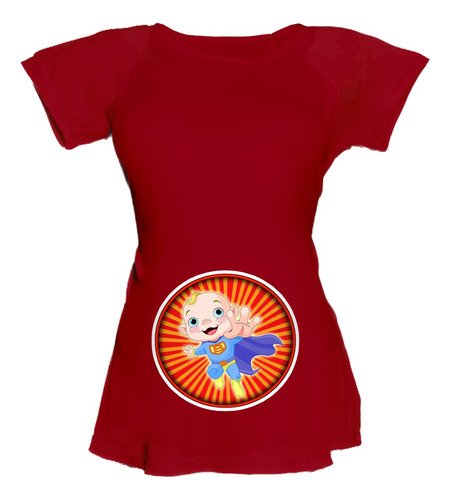 Blusa Para Embarazo Ranglan - Superheroe Bebé Saltando