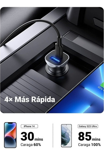 Cargador De Auto Ugreen Usb C Pd Y Qc 3.0 20w Carga Rápida
