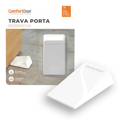 Imagem 1 de 7 de Prendedor Fixador Trava Porta Borracha Branco Comfort Door