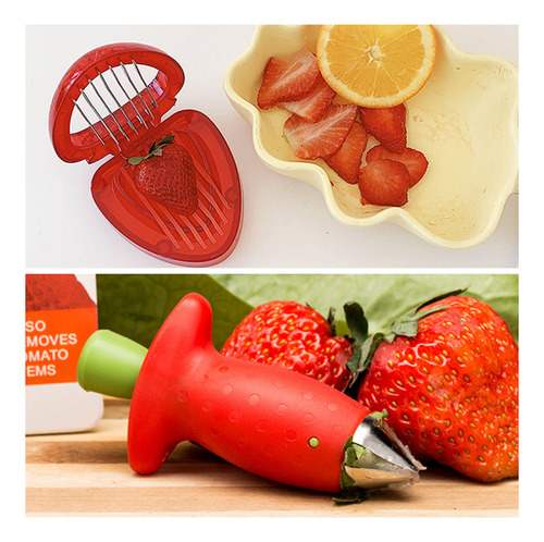 Cortadora De Fresas, Utensilio For Cortar Y Limpiar Frutas