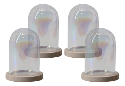 4 Piezas De Vidrio Cloche Dome Clear Flower Container Centro