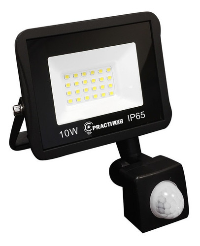 Imagen 1 de 7 de Reflector Led 10w Luz Slim C/sensor Movimiento Blanco Frío