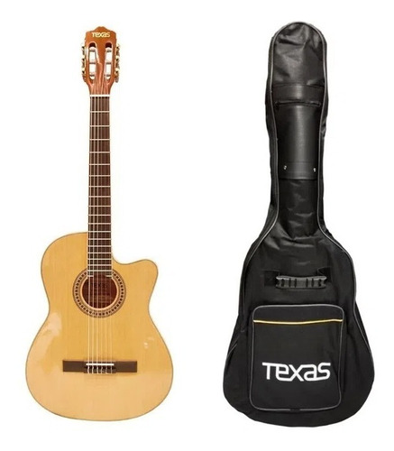 Texas Cg20 Guitarra Electrocriolla Con Corte + Funda