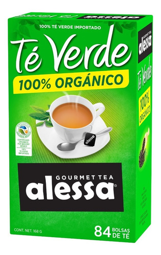 Té Verde Gourmet Alessa Orgánico Caja Con 84 Tea Bags 