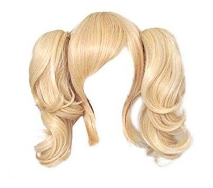 7buy 2 Ponytails 14  Blonde Cosplay Wigs Mujer Traje 6gv0e