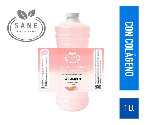 Agua De Rosas Con Colágeno Tónico 1 Litro Natural Y Puro