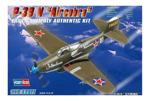 Modelo de aeronave P39n Aircobra 1/72 Hobbyboss 80234 para montagem