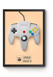 Poster Moldurado Game Retrô Controle Nintendo 64 Quadro