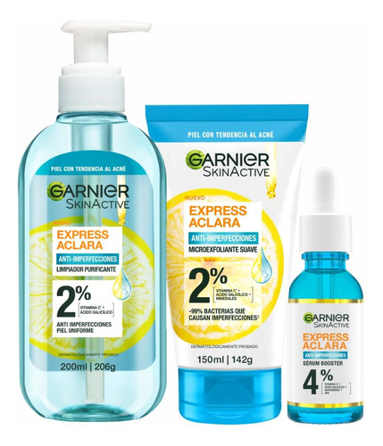 Pack Express Aclara Antiacné: Serum + Limpiador + Exfoliante