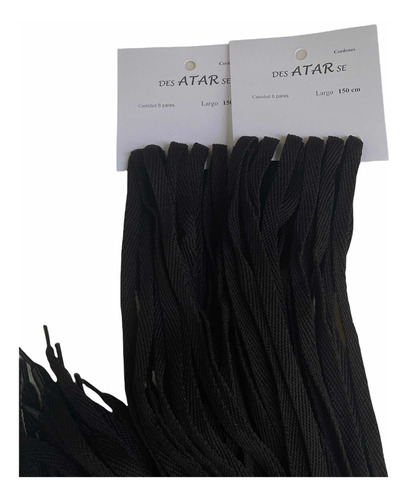 Cordones X 12 Pares Negros  De 150cm - Ancho 1cm