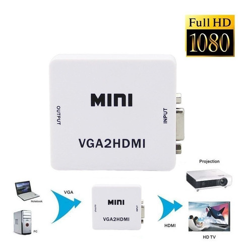 Imagen 4 de 4 de Convertidor / Adaptador Vga A Hdmi Con Audio