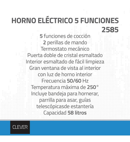 Imagen 5 de 5 de Combo Horno 5 Func Anafe 4 Hornallas Inox Eléctrico Clever