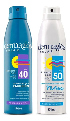 Dermaglós Combo Protección Solar Spray Fps 40 Y Fps 50 Niños