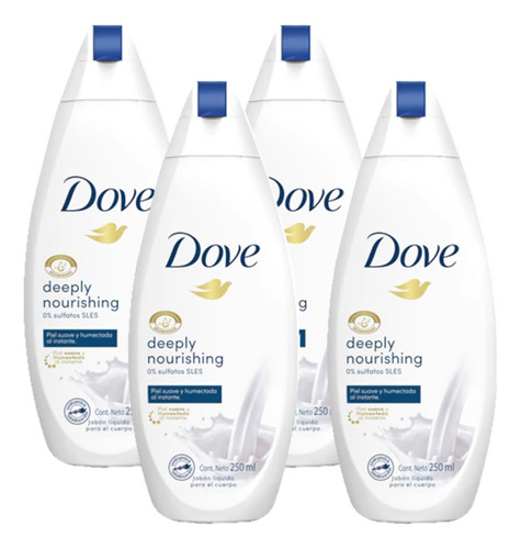 Jabón Corporal Dove Deeply Nourishing 250 Ml 4 Pack **