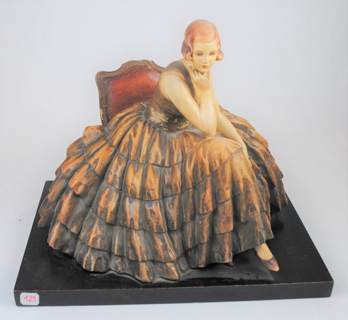 Figura Dama Sentada Ceramica Italiana Guido Cacciapuoti