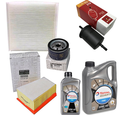 Kit Filtros Aceite 10w40 Renault Logan 2 K4m 1.6 Completo