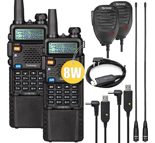 Radio De Radioaficionado Walkie Talkie Uv-5r Pro 8w Dual Ban