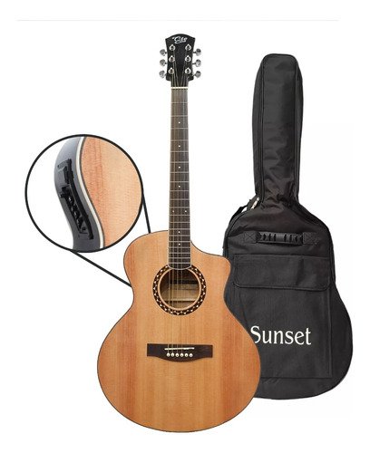 Guitarra Acustica Electroacustica Acero C/ Funda Accesorios