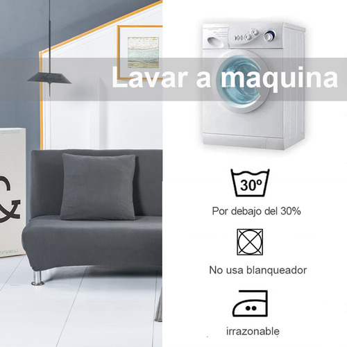 Funda De Sofá Cama Sin Brazos, Funda Elástica Para Futón Color Gris 120-155cm ,Tamaño S