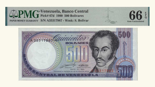 Venezuela, 500 Bolívares, Mayo-31-1990, Serie A8, Pmg66-epq.