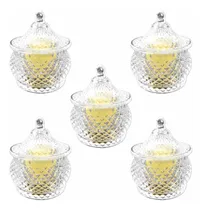 Comprar Set 5 Portavela Caramelera Vidrio Transparente Vela Deco Bz3
