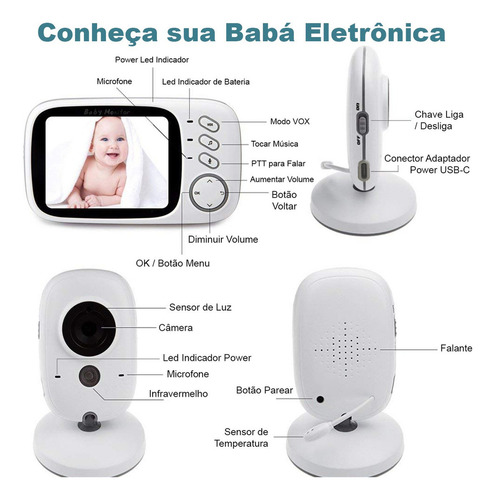 Babá Eletrônica Taktark Com Monitor Do Bebê 5 Em 1 Pronta 11