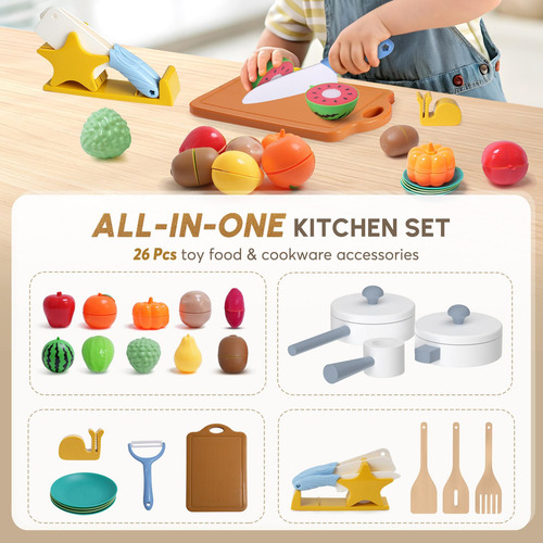 Juego De Cocina De Madera Con Luces Y Sonidos 26 Accesorios