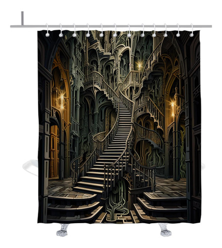 Theblackspot Juego Cortinas Ducha Con Castillo Medieval, Con