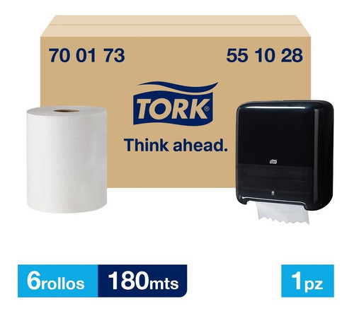Tork Dispensador + Toalla En Rollo Adv Hd 6 Rollos / 180 Mts