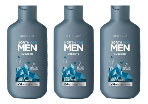 Pack 3 Gel De Ducha Y Shampoo North For Men Subzero