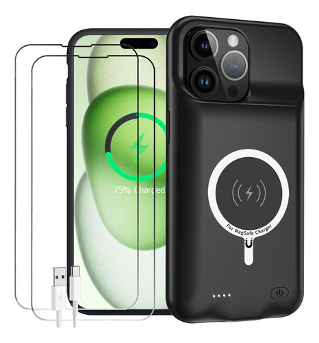 Funda De Batería Para iPhone 15 Pro, Funda De Carga Inalámbr