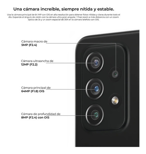 Celular Samsung Galaxy A72 128gb + 6gb Ram 90hz Color Negro - Bueno (Reacondicionado)