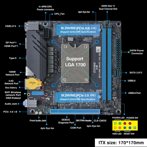 Erying Mini Itx Cpu Combo De Placa Base - Intel Core Ih Con