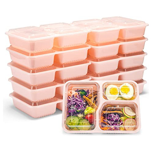 Glotoch Meal Prep Container 3 Compartment, 8 Packs 34 O...