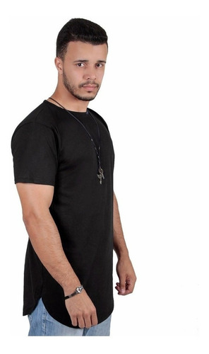 Imagem 1 de 10 de Kit C/4 Blusas Camisetas Camisas Longline Masculinas Longas