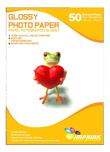 Papel Foto Brillante A3+ De 180gr/50 Hojas.envio Gratisx4un